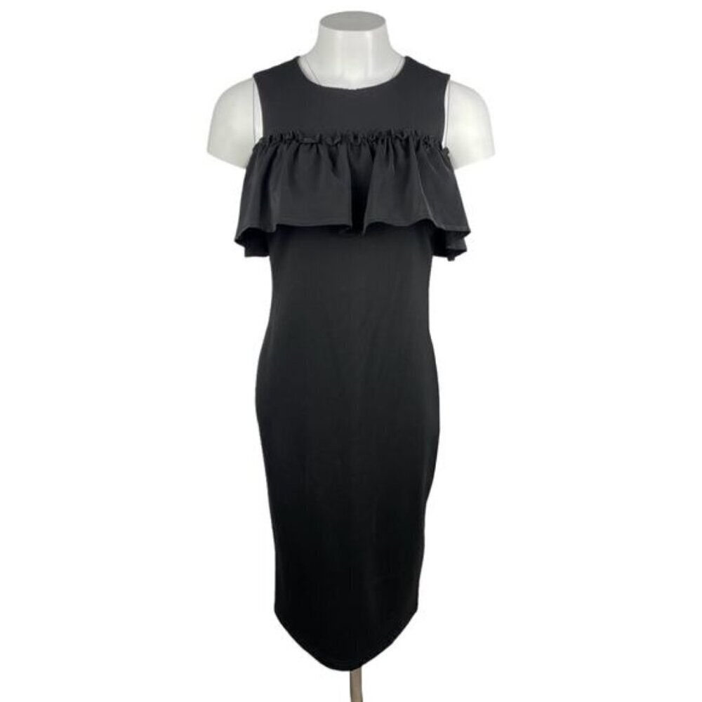 NWT STORK & BABE Maternity Ruffle Sheath Dress Sz XS Black